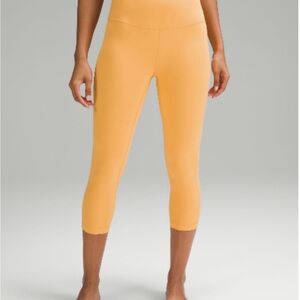 Women's Yellow Cropped Leggings Size 14 Lululemon Align Crop 21” Mango Dream